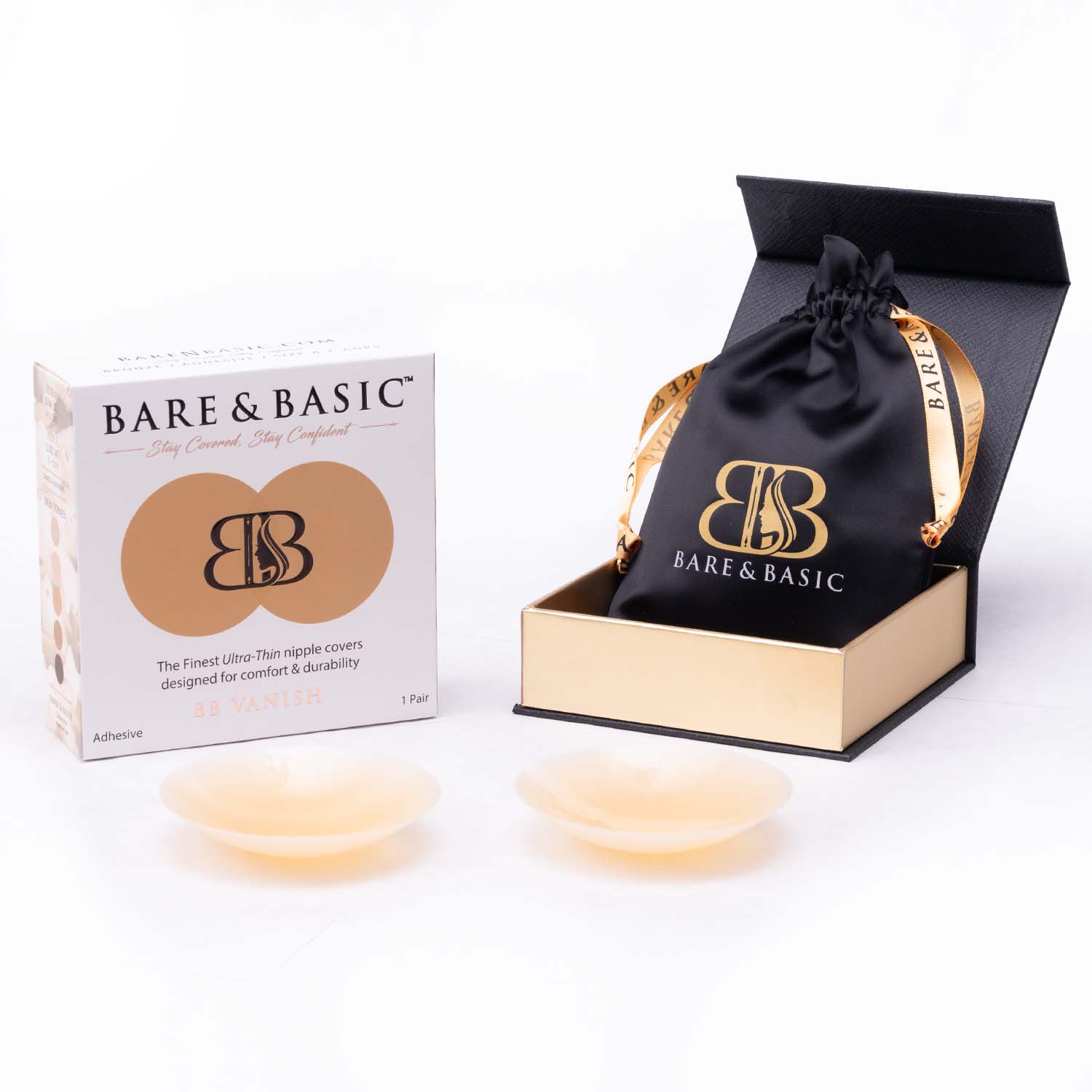 Bare & Basic Vanish Premium Reusable Nipple Covers bronze shade packaging