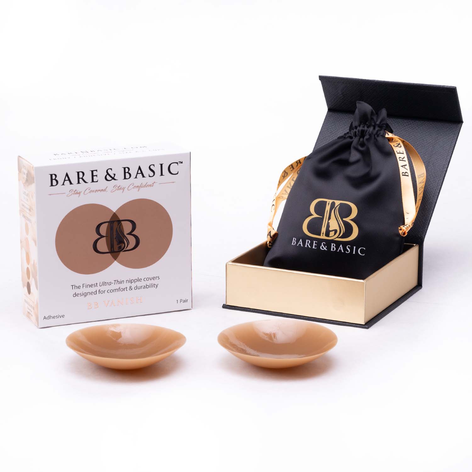 Bare & Basic Vanish Premium Reusable Nipple Covers ebony shade packaging
