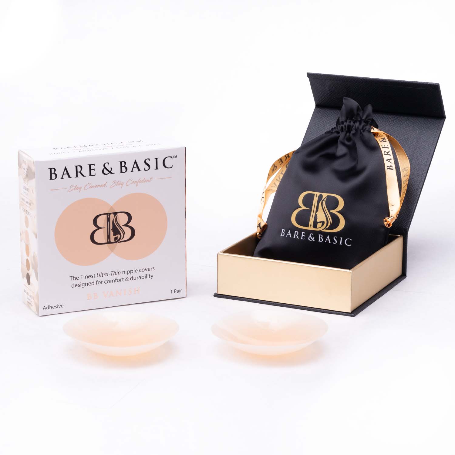 Bare & Basic Vanish Premium Reusable Nipple Covers honey shade packaging