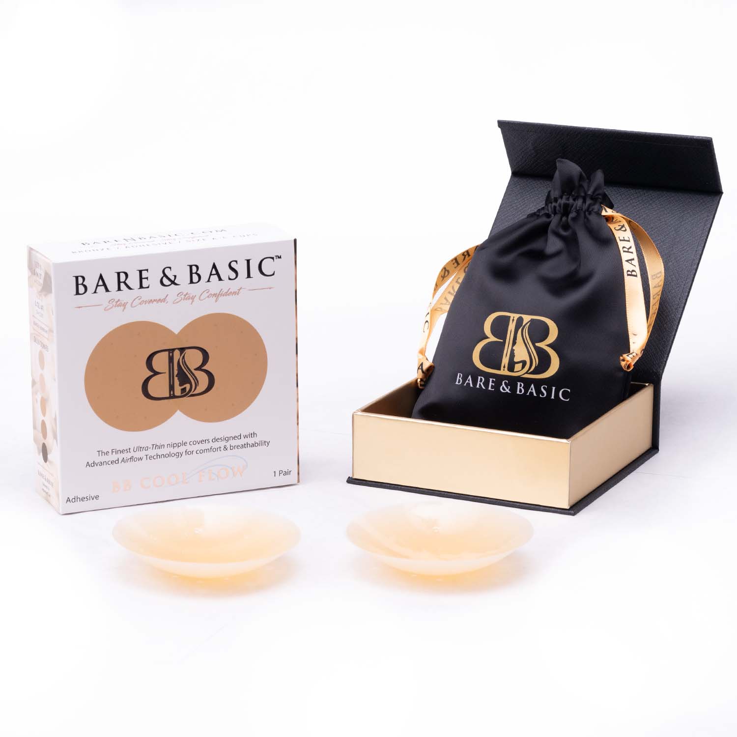 Bare & Basic Cool-Flow Premium Reusable Nipple Covers bronze shade packaging